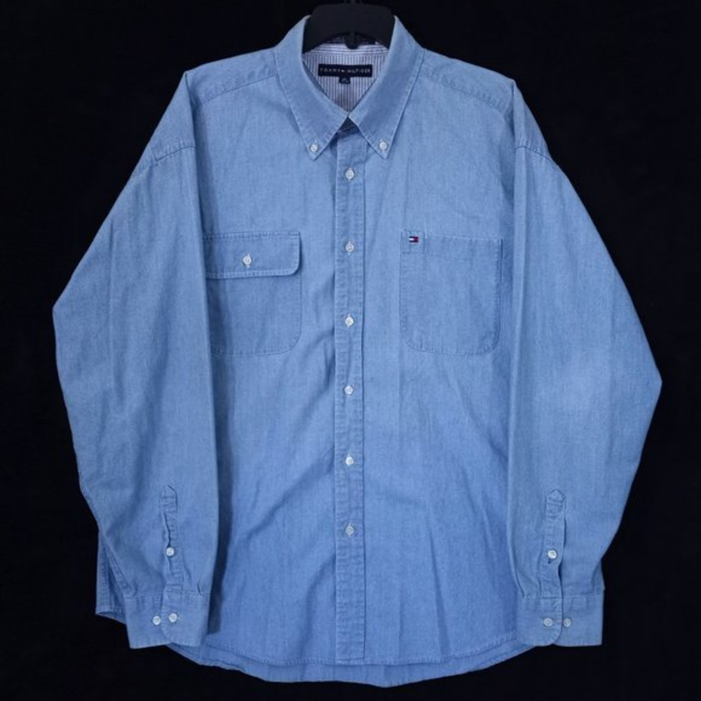 Tommy Hilfiger Dress Shirt Size XL Long Sleeve Color‎ Blue 100% Cotton #1138